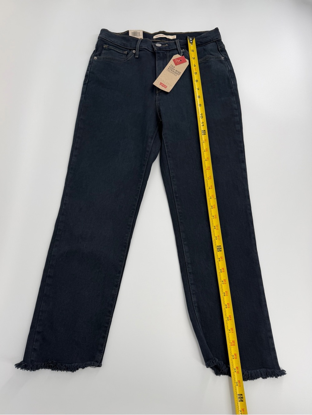 Levi’s 724 Jeans Womens 6 W28 High Rise Straight Cropped Black Raw Hem NWT - Picture 14 of 16